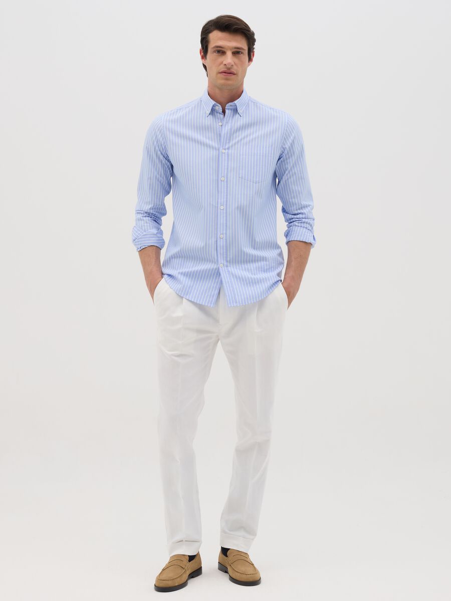 Men’s white linen regular-fit trousers_0