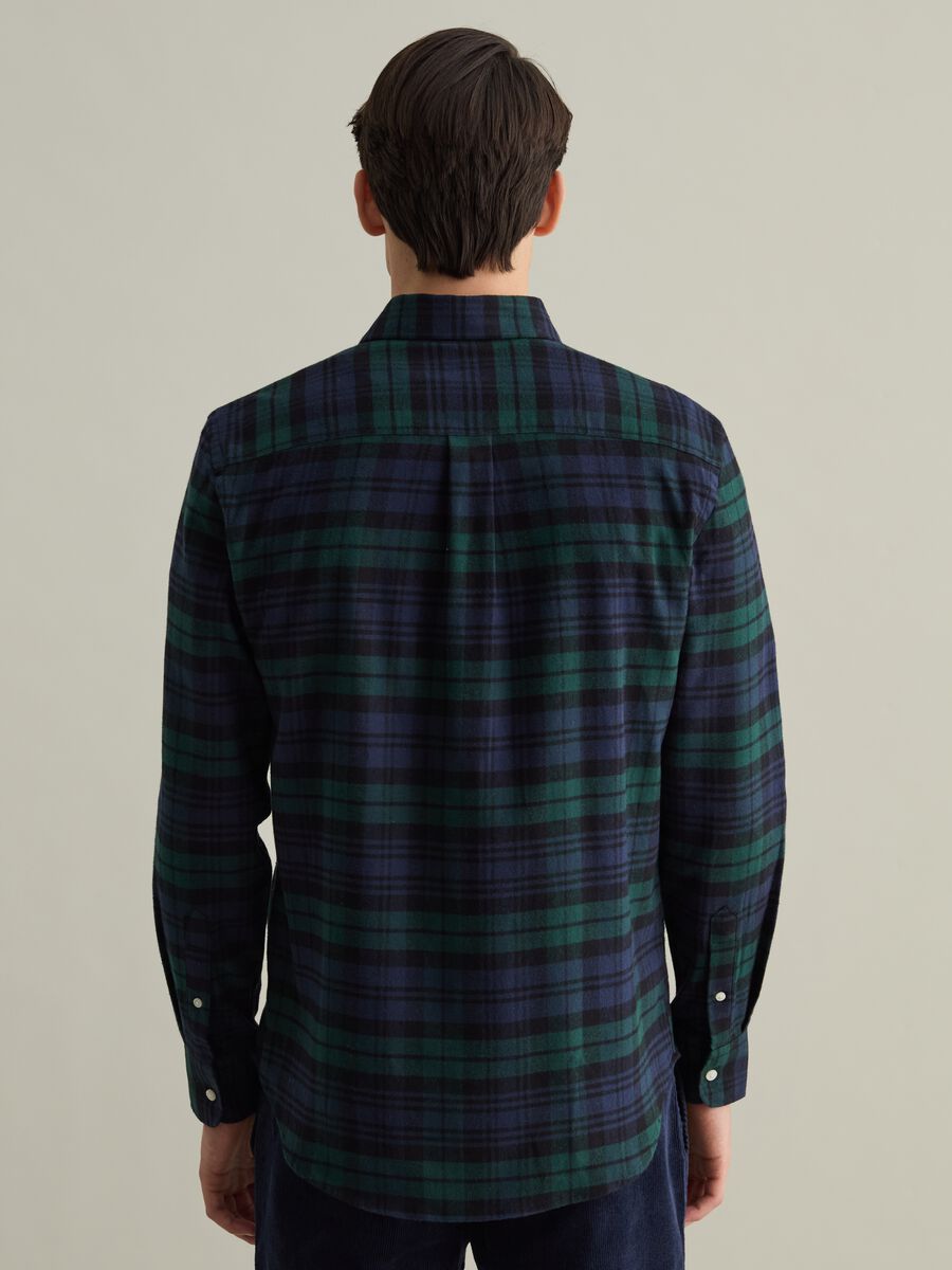 Flannel shirt with check pattern and button-down collar_2