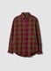 Camicia verde a quadri in flanella di puro cotone regular fit_4