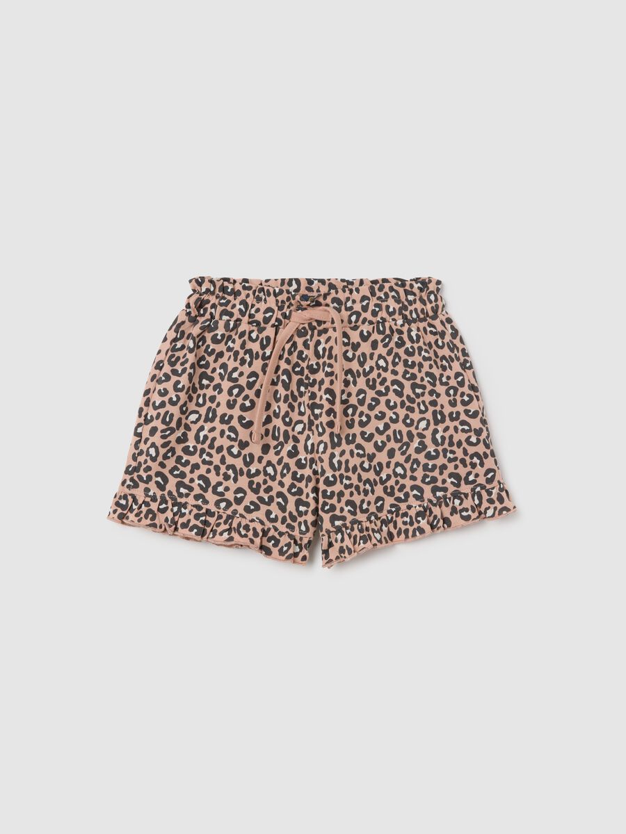 Girls' multicolour pure cotton shorts with regular fit and print_0