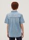 Light blue short-sleeve pure cotton denim shirt_1