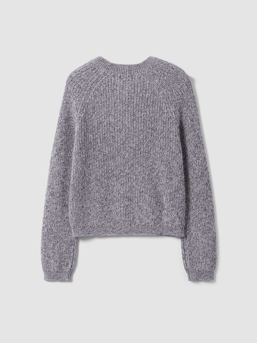 Cardigan grigio con lavorazione a maglia in puro cotone regular fit_1