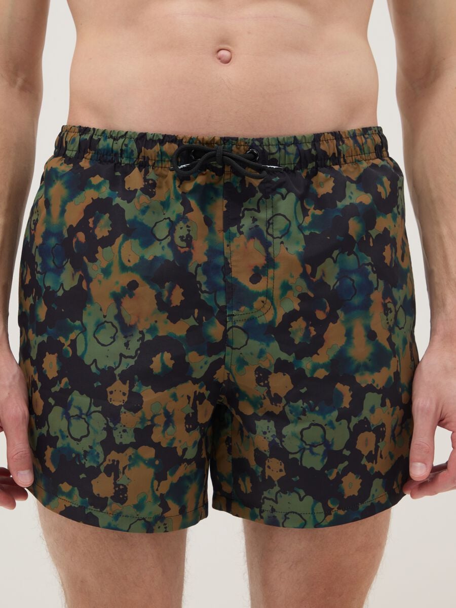 Multicolour camouflage swim shorts with drawstring_1