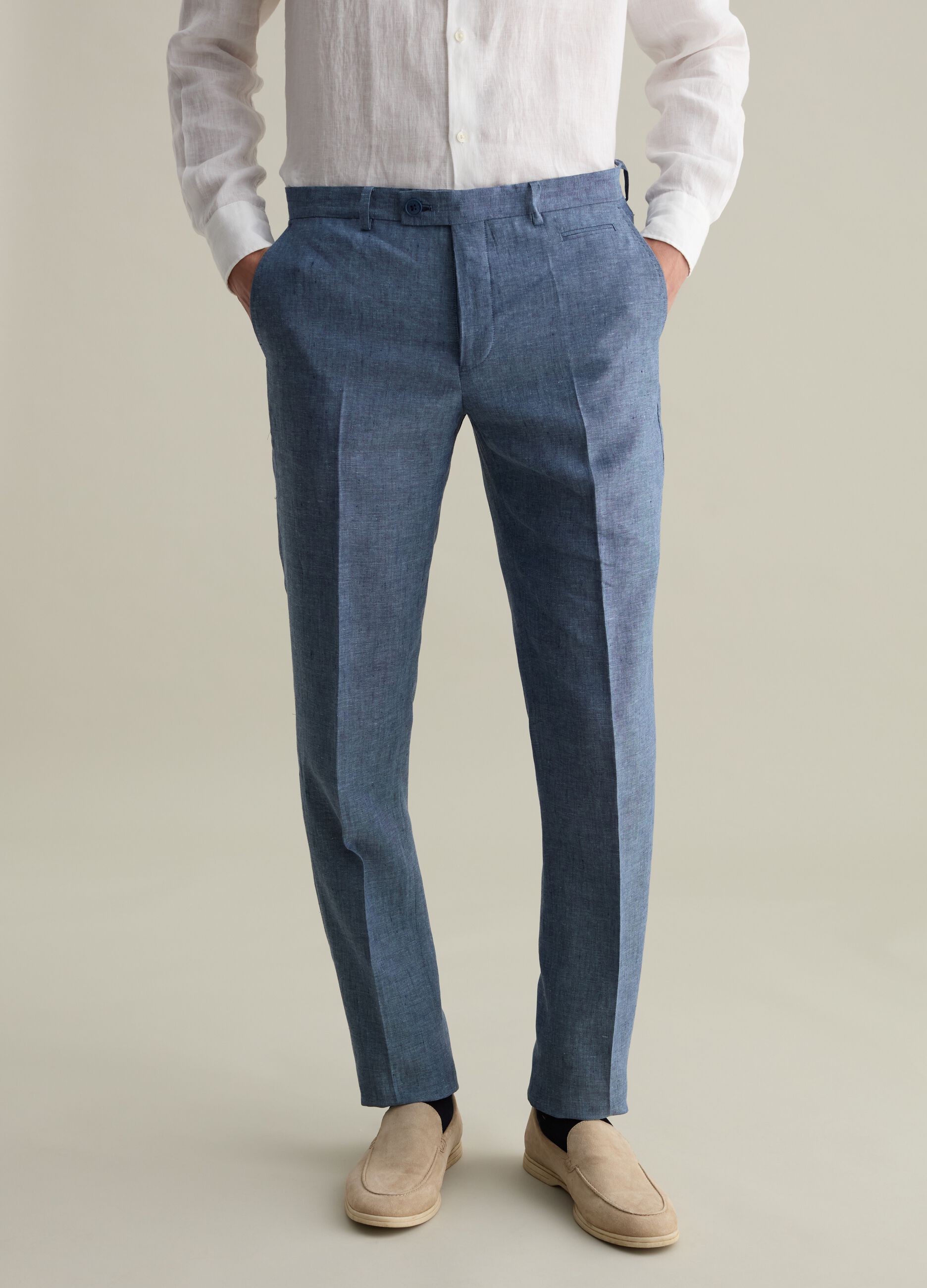 Contemporary slim-fit trousers in linen