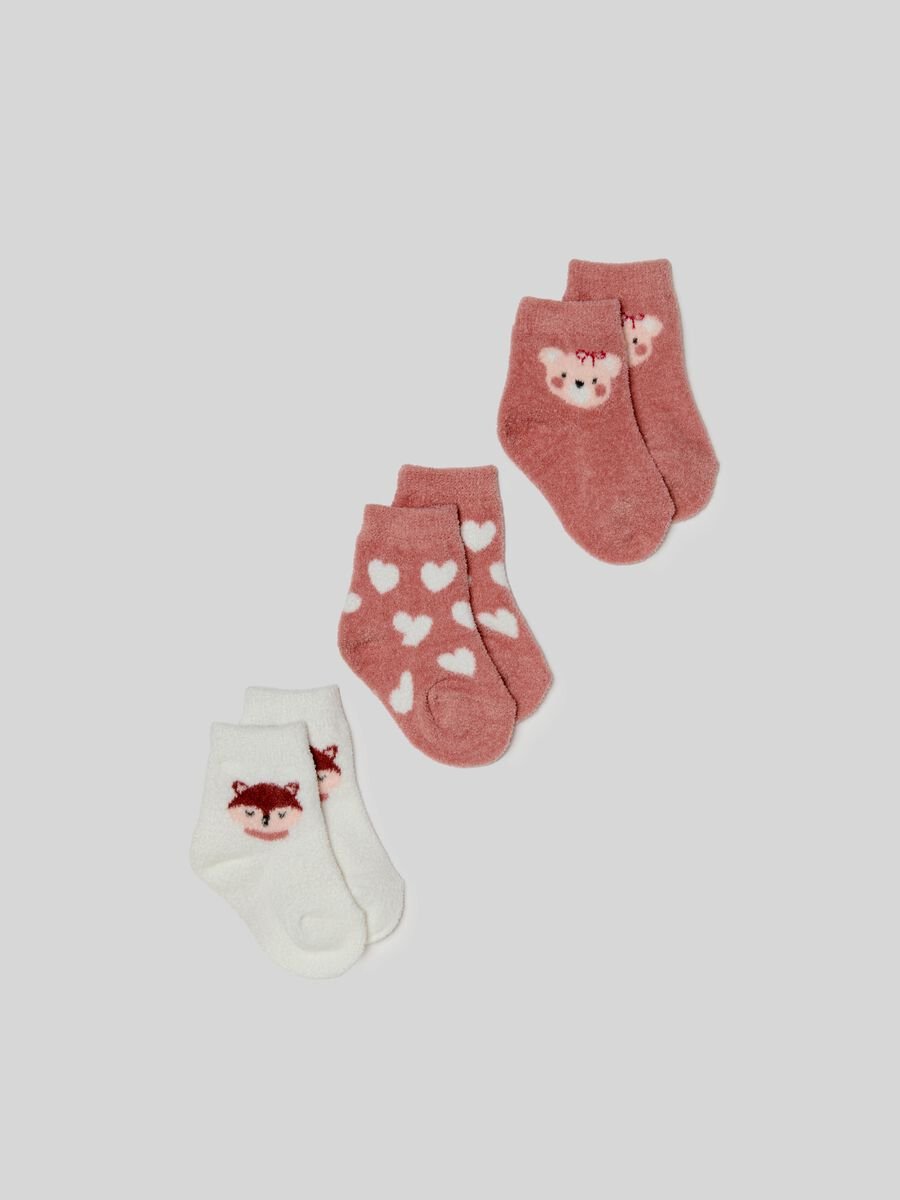Pink baby socks tripack with heart motifs_0