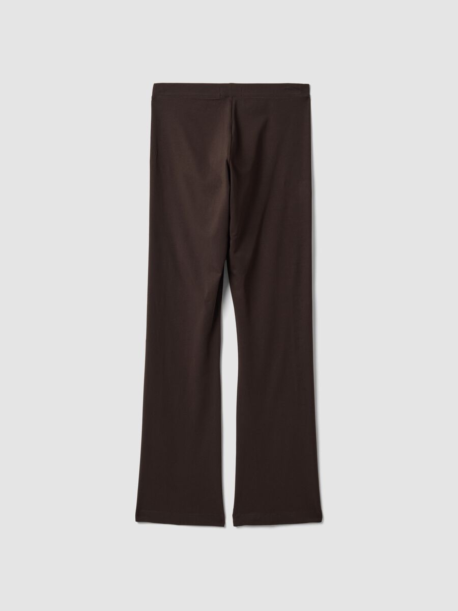 Leggings marroni flare in cotone elasticizzato_6