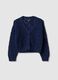 Girls' blue pure cotton cardigan with regular fit knit texture_0