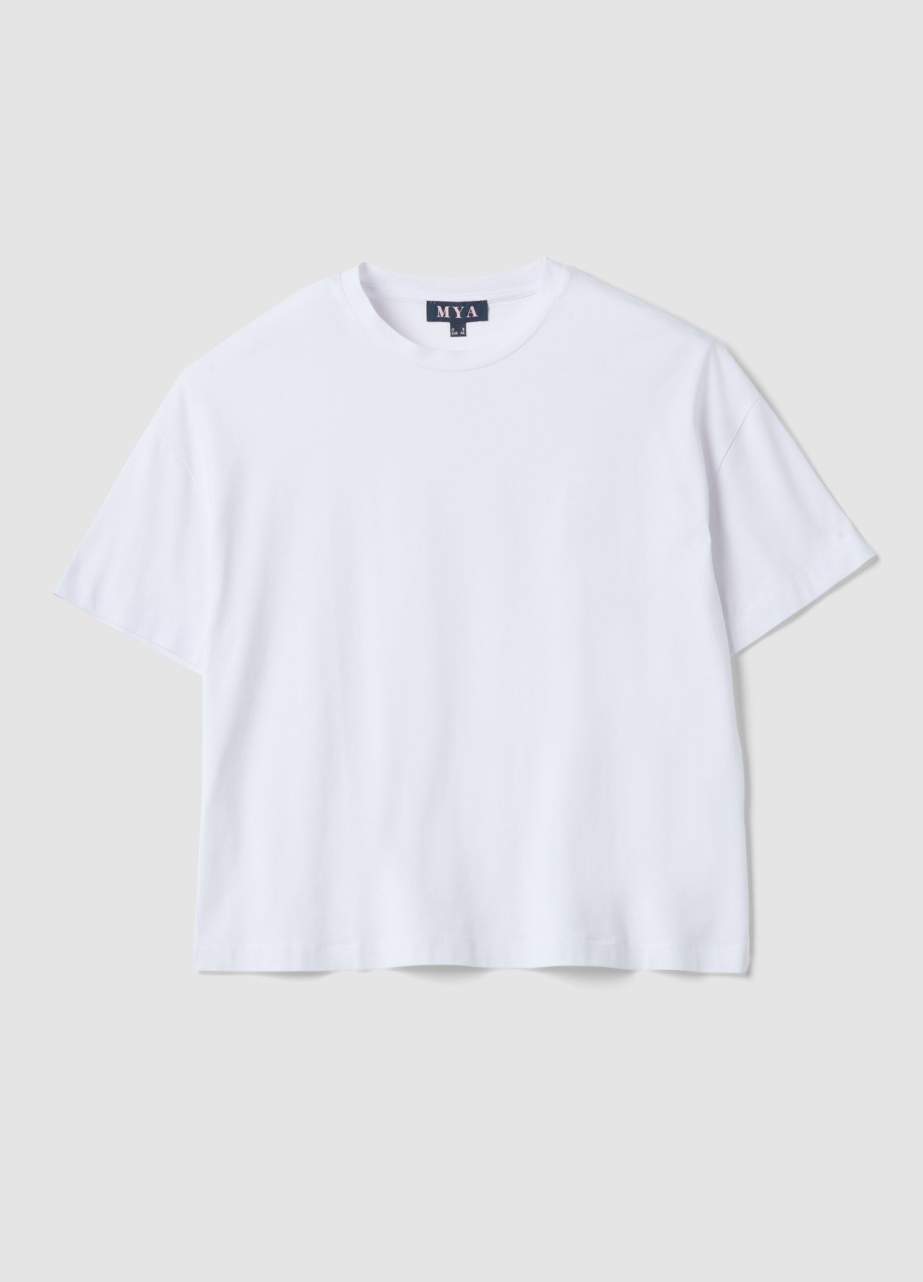 White cotton and stretch modal regular-fit T-shirt
