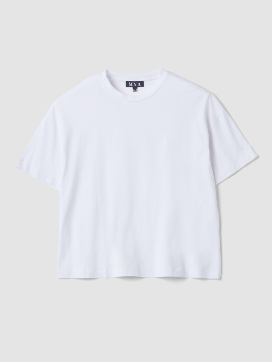 White cotton and stretch modal regular-fit T-shirt_0