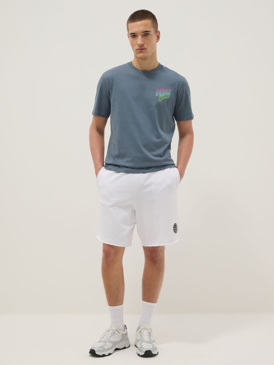 T-shirt a maniche corte in puro cotone azzurra relaxed fit con stampa_1
