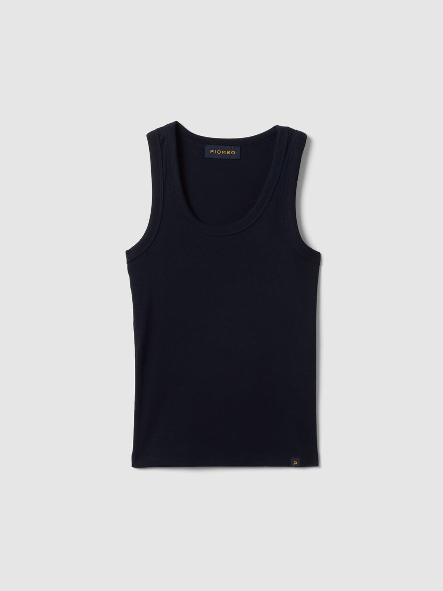 Tank top in cotone elasticizzato blu regular fit_4