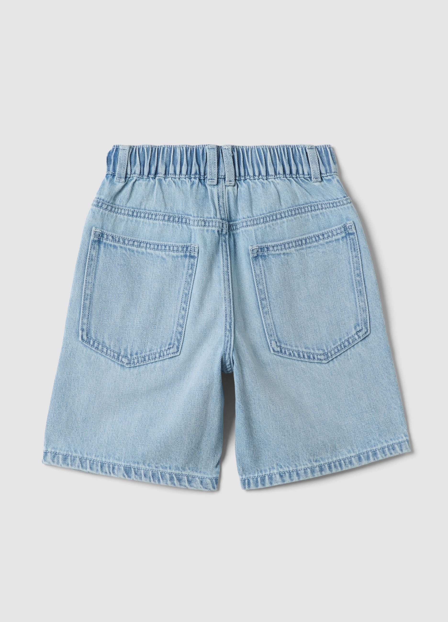 Shorts denim azzurri in misto cotone da bambino regular fit