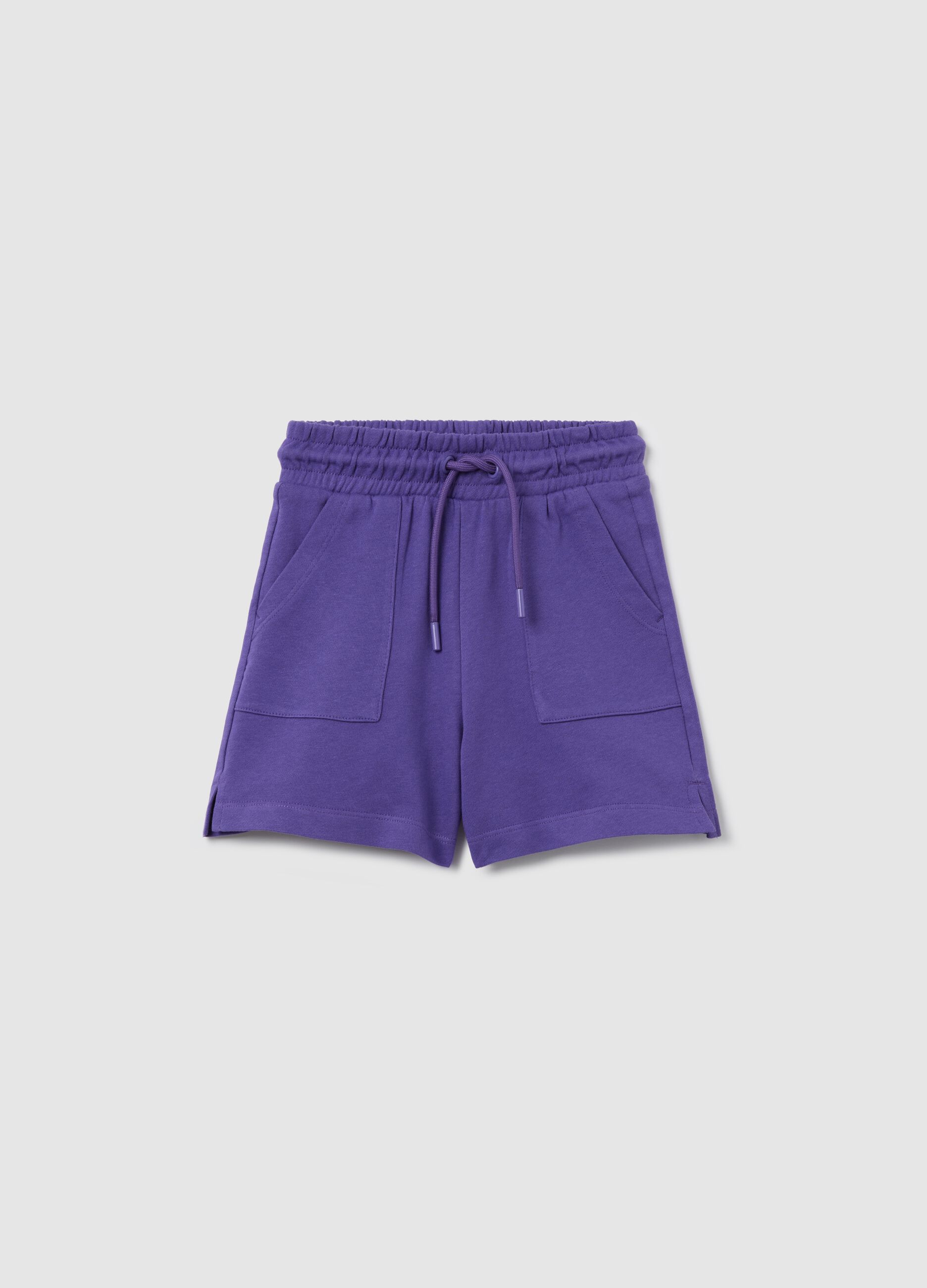 Bermuda shorts in French terry with drawstring