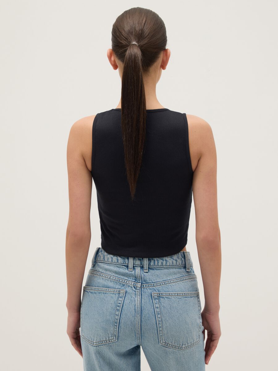 Black cotton blend regular fit tank top with Hard Rock Cafe logo_2