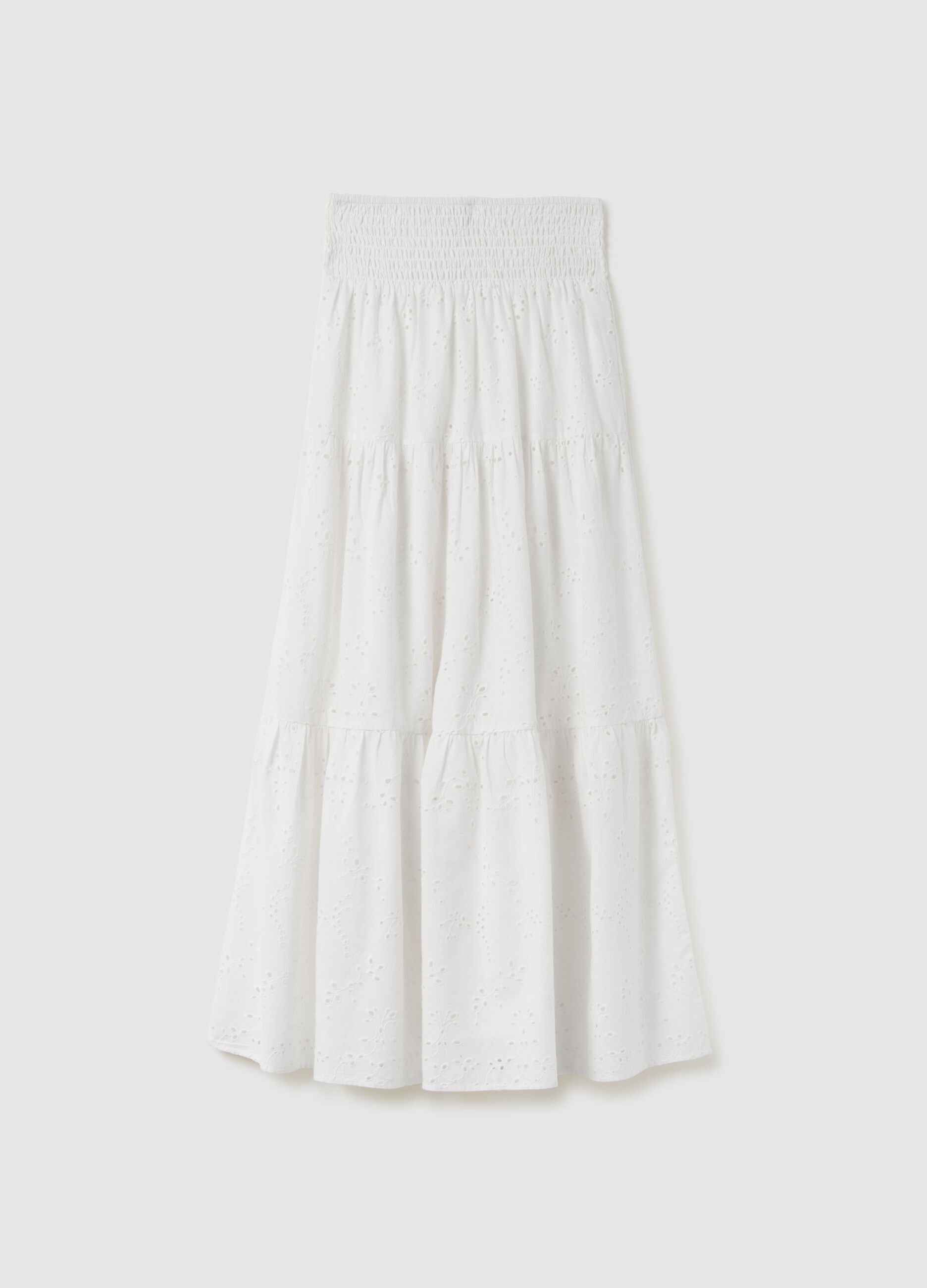 Gonna lunga da donna in puro cotone bianca regular fit