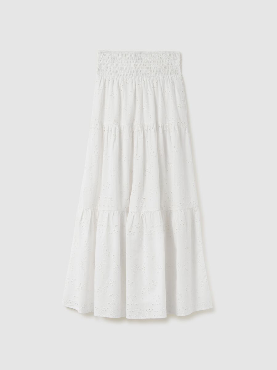 Gonna lunga da donna in puro cotone bianca regular fit_4