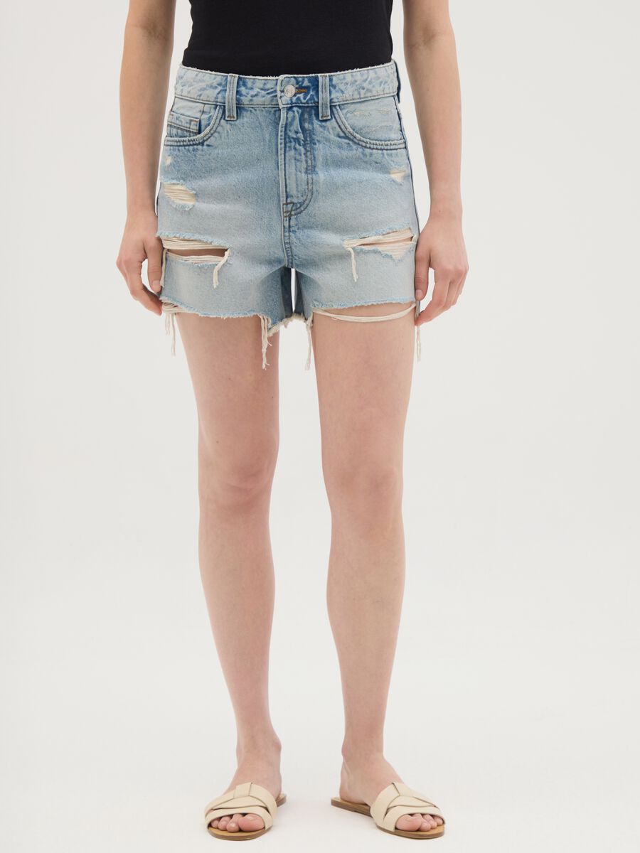 Shorts da donna in puro cotone denim regular fit_1