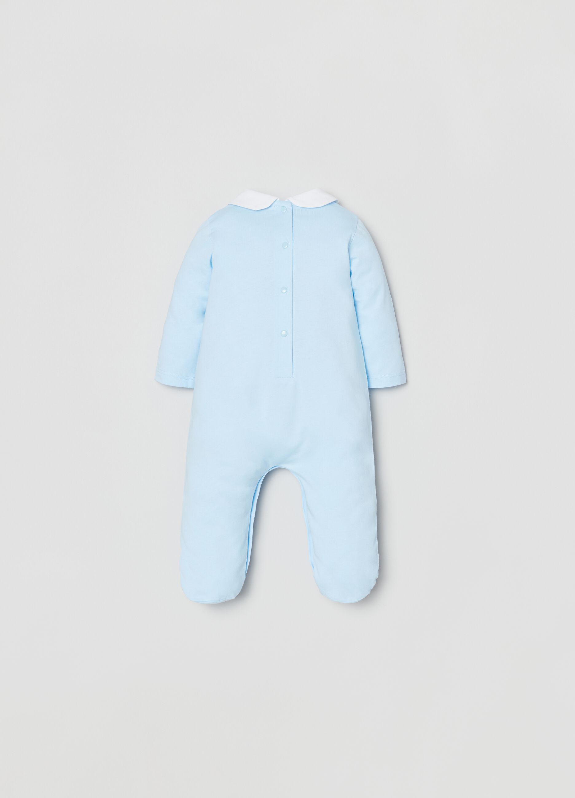 Onesie with feet and embroidered elephant