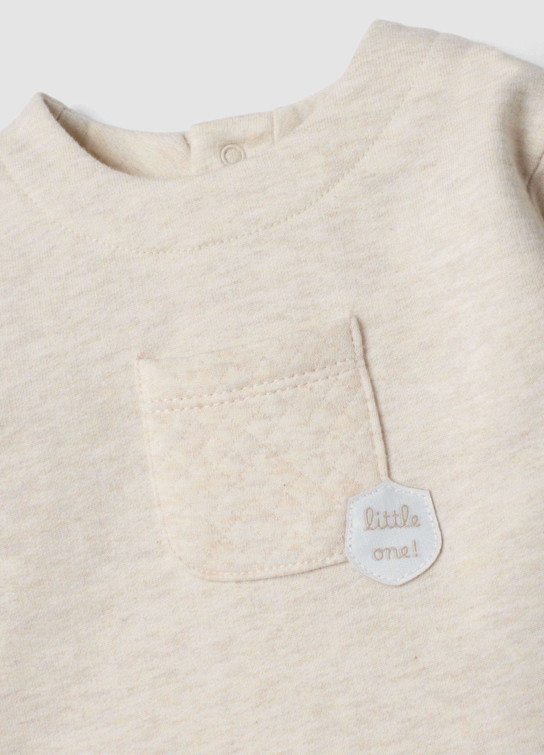 Beige two-piece organic cotton-blend set for baby