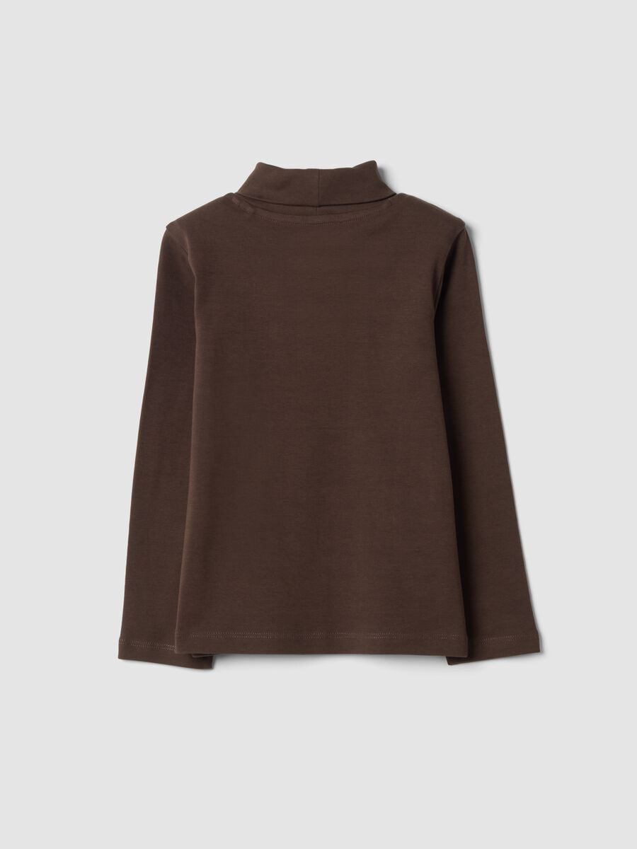 Maglia marrone chiaro dolcevita in puro cotone organico_1
