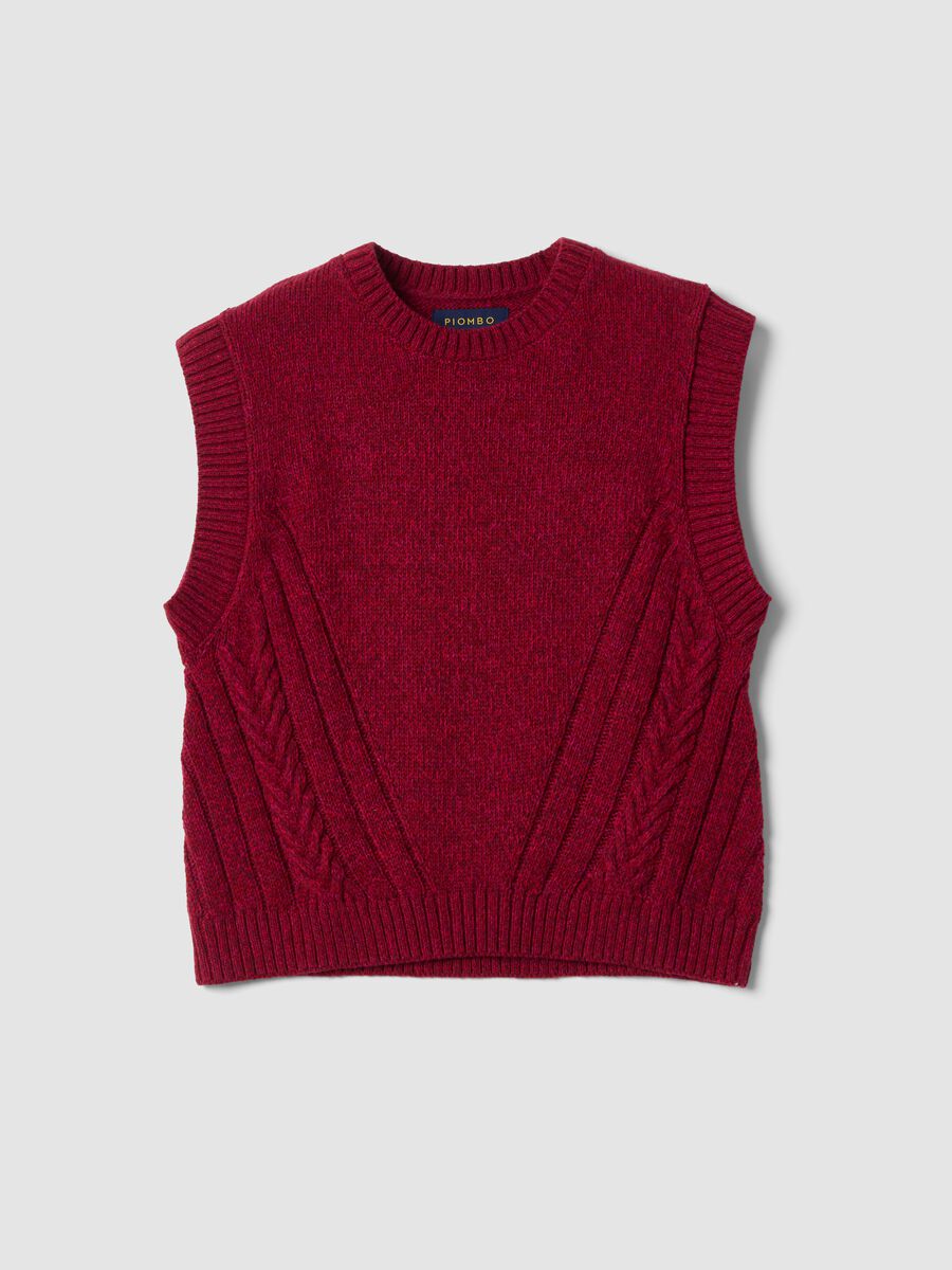 Red wool-blend crew-neck vest with oversized fit_0