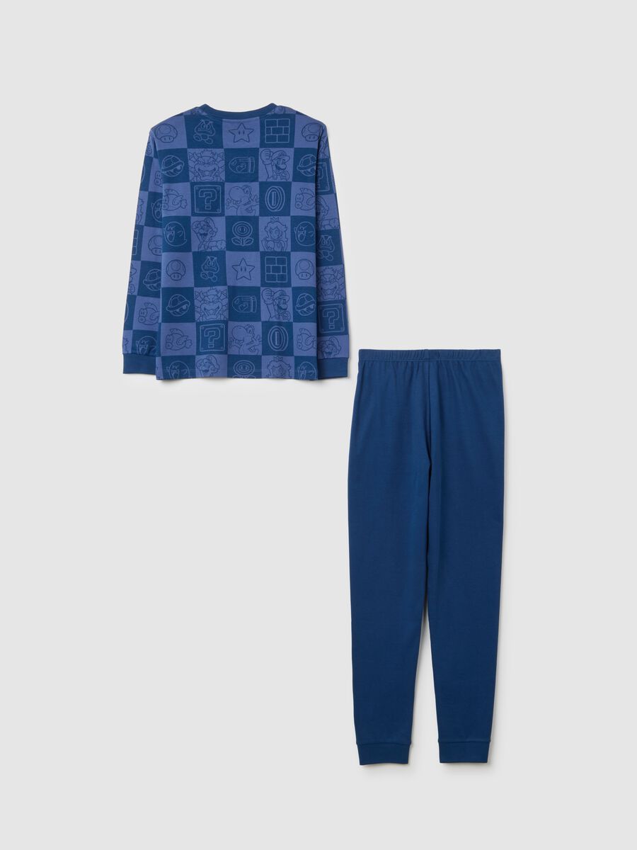 Blue children's pyjama in pure cotton regular fit with print_1