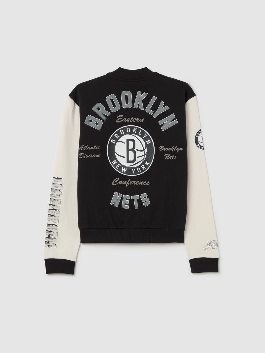Varsity bomber jacket with patches and NBA Brooklyn Nets print_4