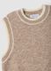 Beige stretch wool crew-neck gilet with oversized fit_1
