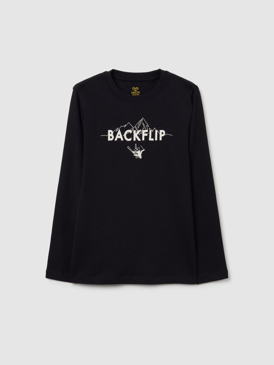 Maglia nera a maniche lunghe da ragazzo in puro cotone regular fit_3