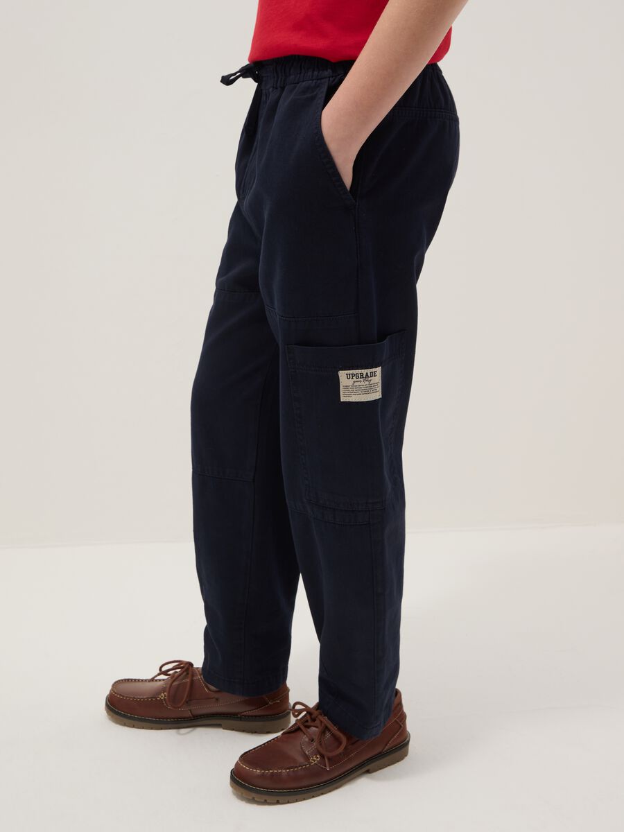 Pantaloni jogger in puro cotone blu da ragazzo regular fit_2