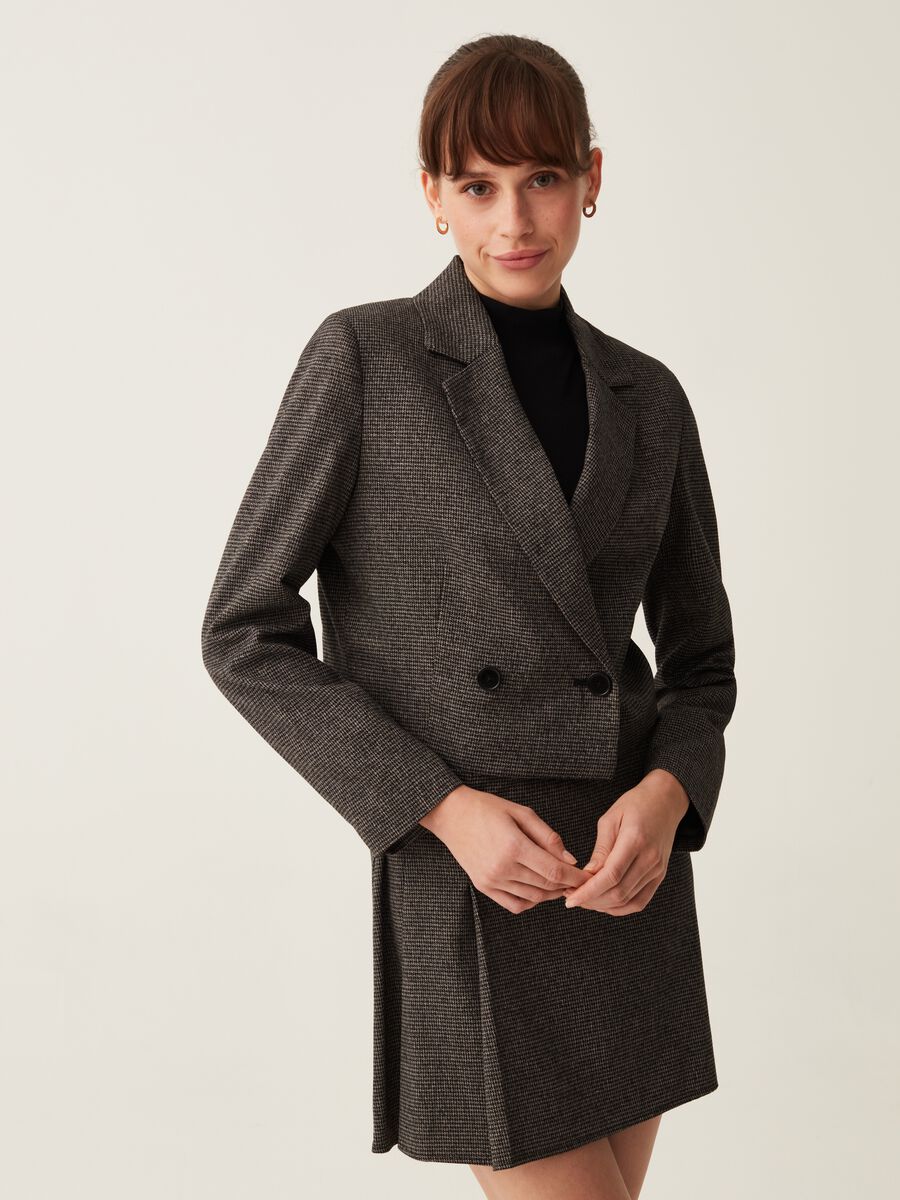 Blazer cropped doppiopetto pied de poule_1