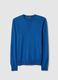 Blue crew neck pullover in cotton blend regular fit_4