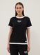 Black pure cotton t-shirt with regular fit and white trims_0