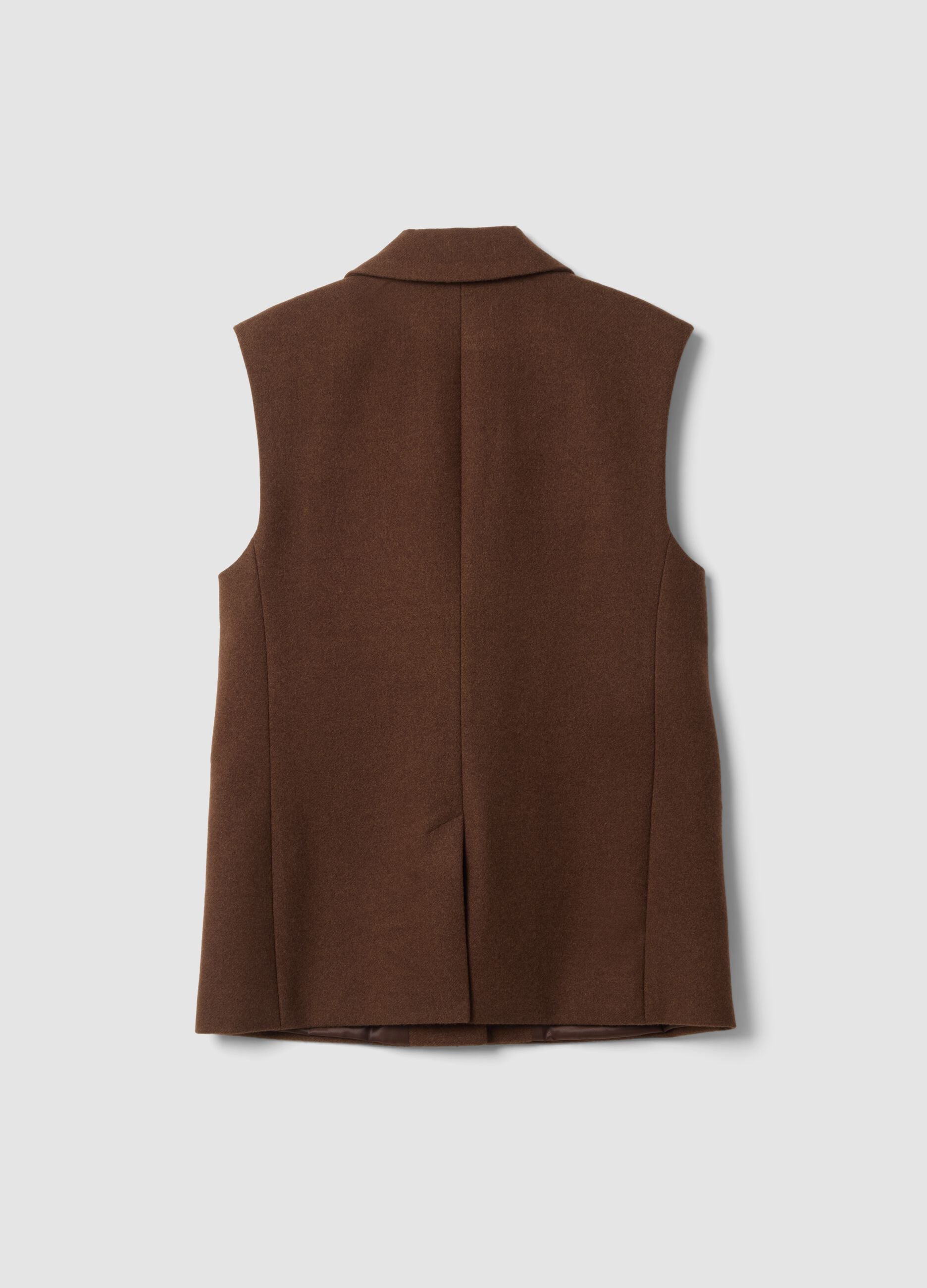 Brown viscose-blend waistcoat with classic lapels