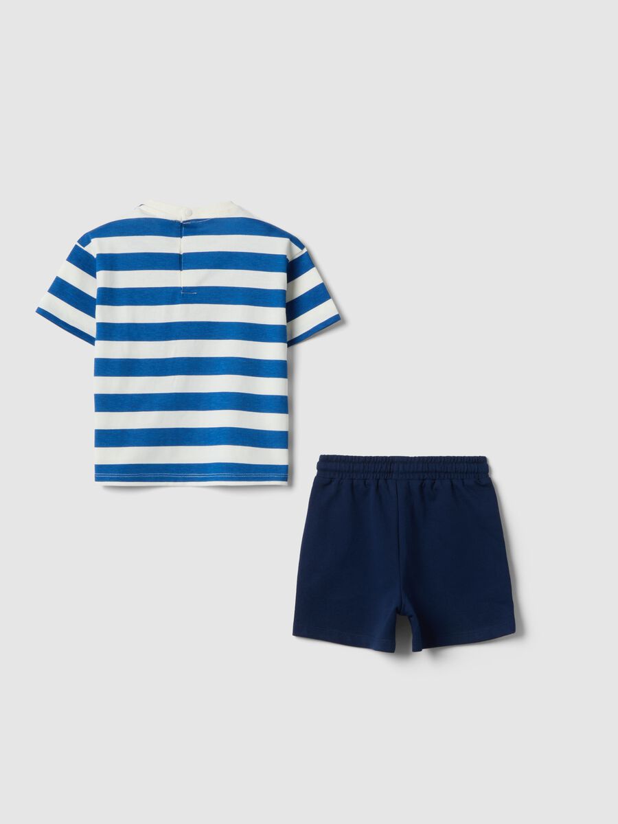 Set maglia shorts in puro cotone multicolor da bimbo con Topolino_1
