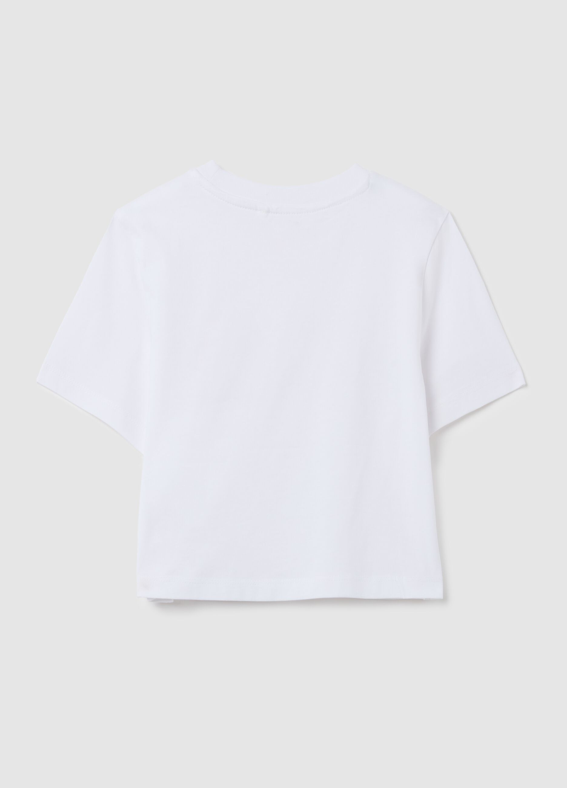 Girls' white pure cotton boxy fit T-shirt