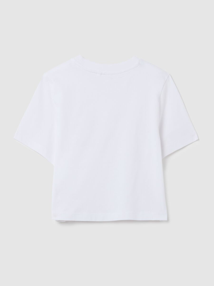 Girls' white pure cotton boxy fit T-shirt_4