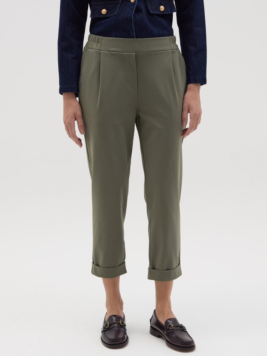 Cropped chino trousers with turn-ups_1