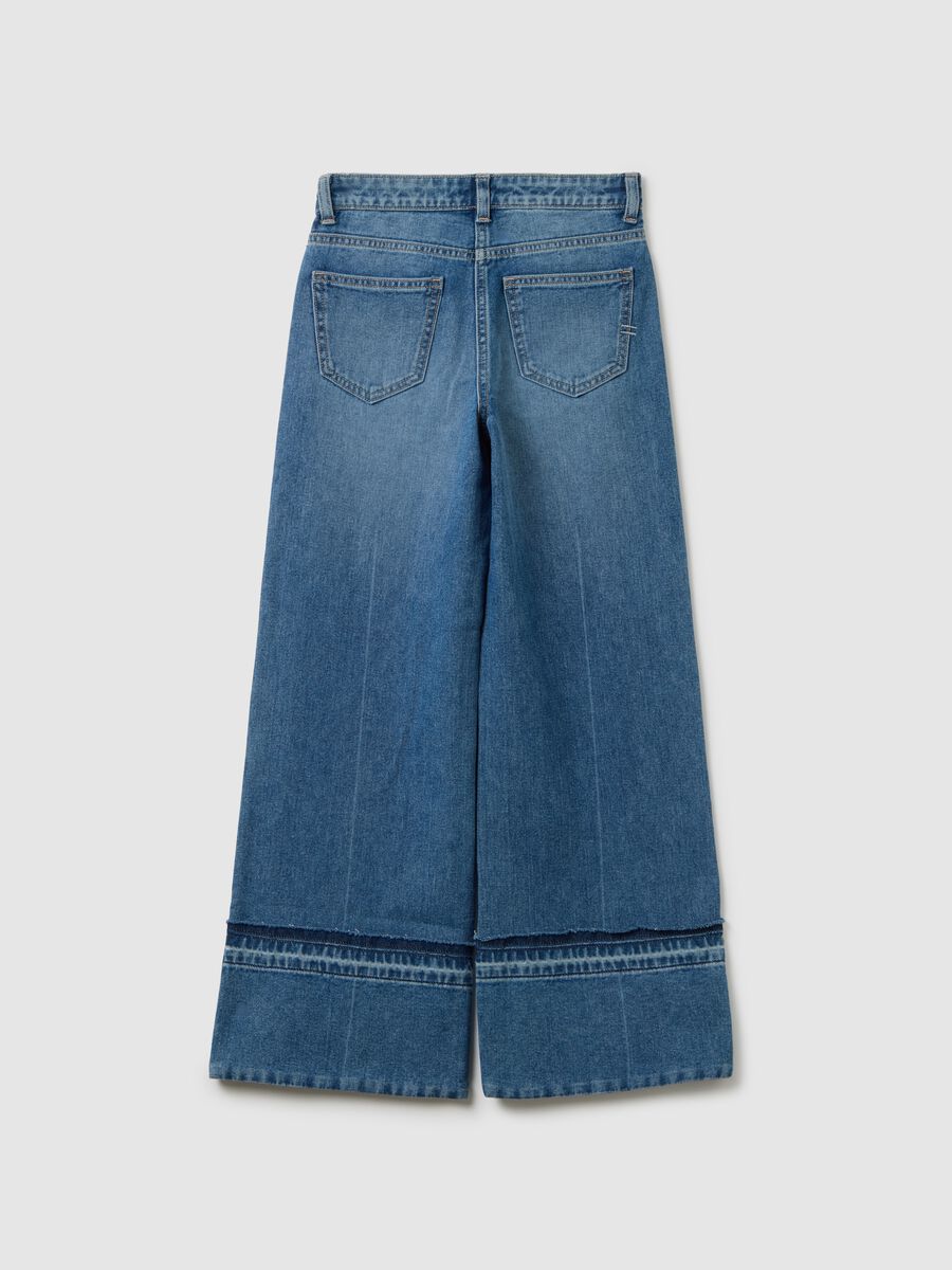 Girls' Pure Cotton Denim Wide Leg Jeans_1