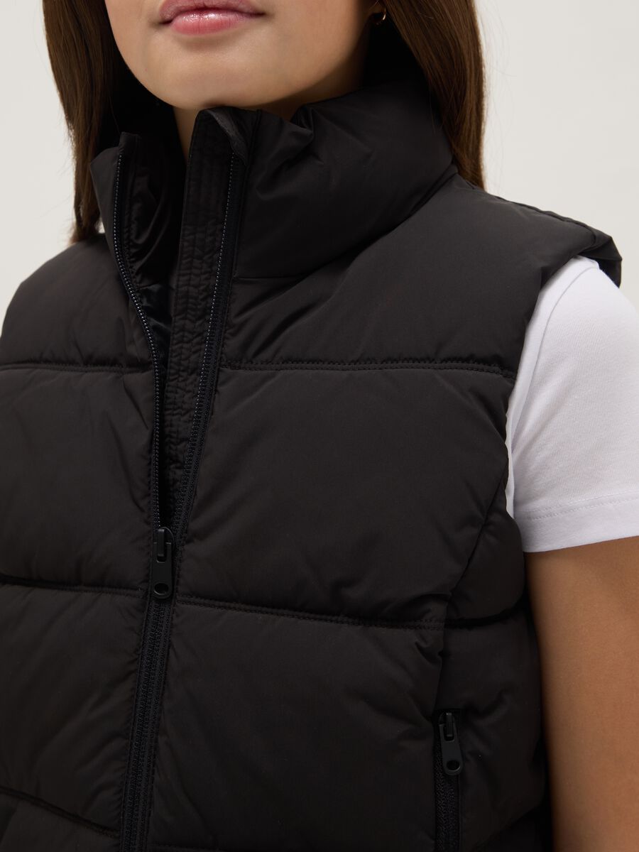 Black quilted girls' gilet regular fit water repellent_2