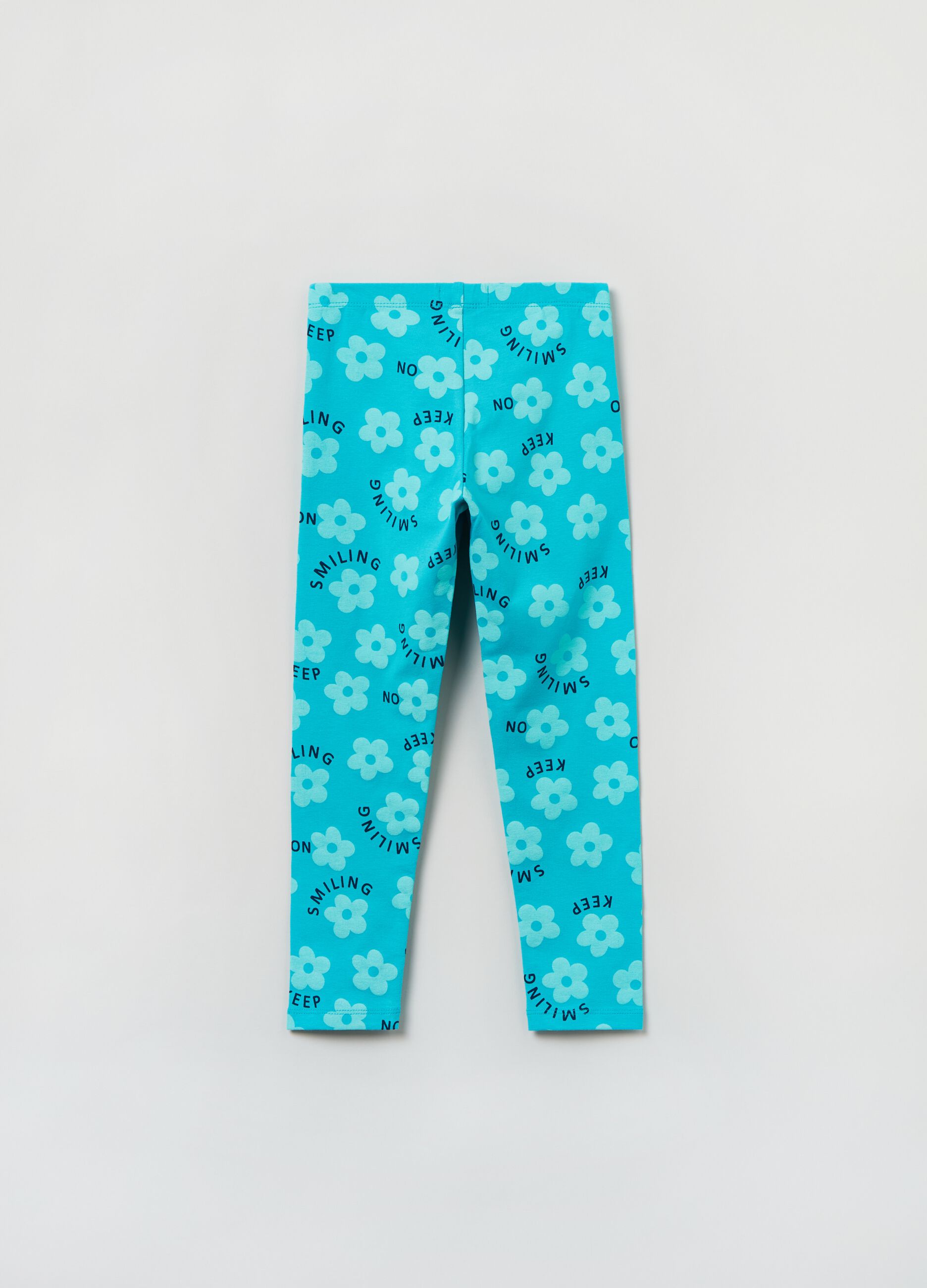 Leggings in cotone stretch stampa fiori_1