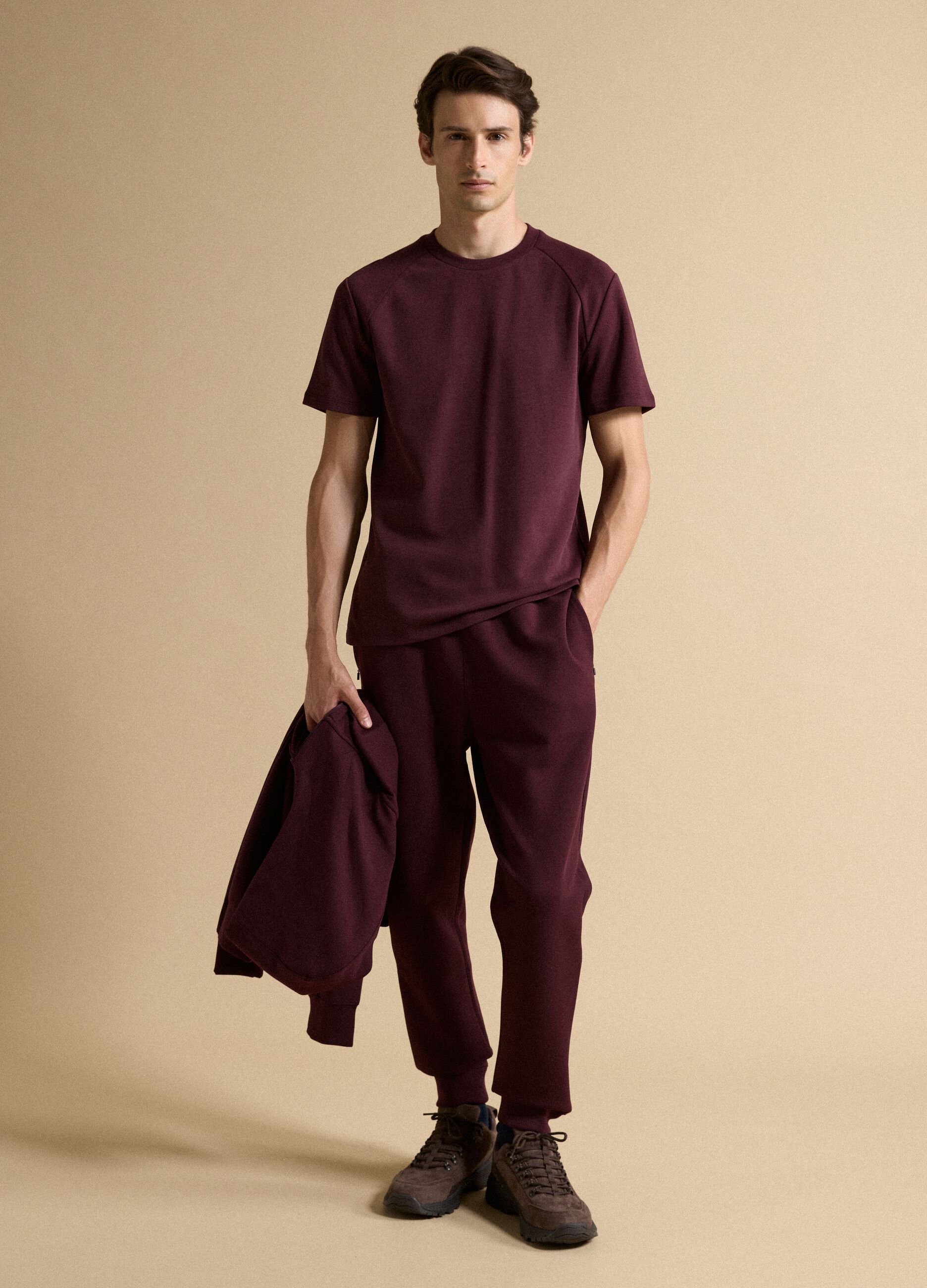 T-shirt rossa in misto cotone traspirante e ad asciugatura rapida