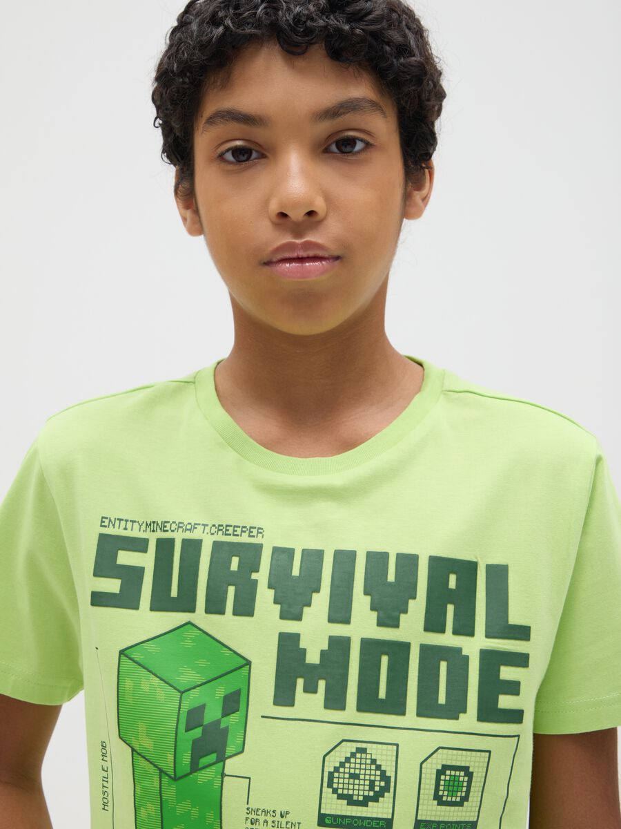 Green 'survival mode' cotton T-shirt for kids_2