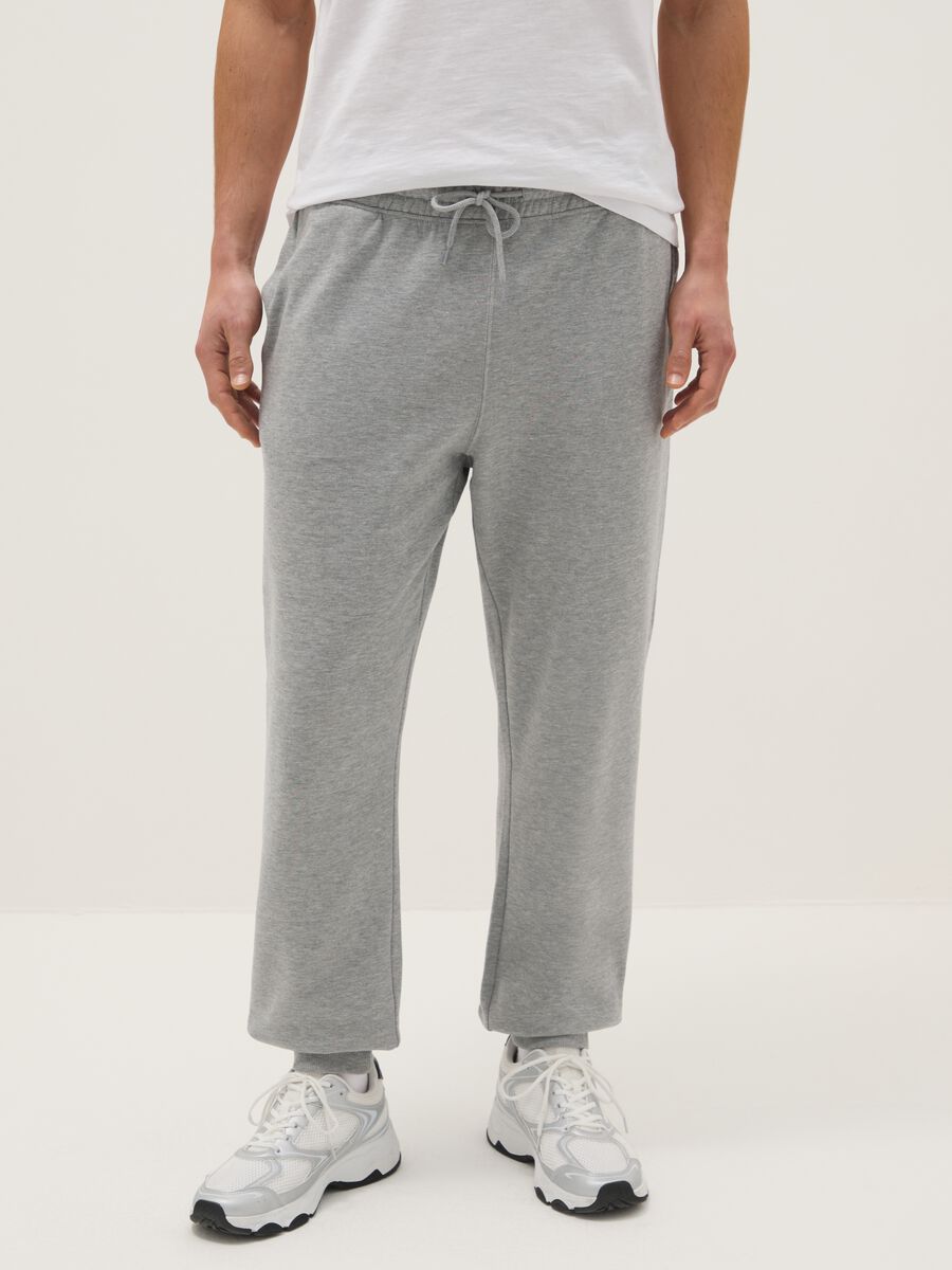 Regular Fit Grey Cotton Blend Jogger Trousers_1