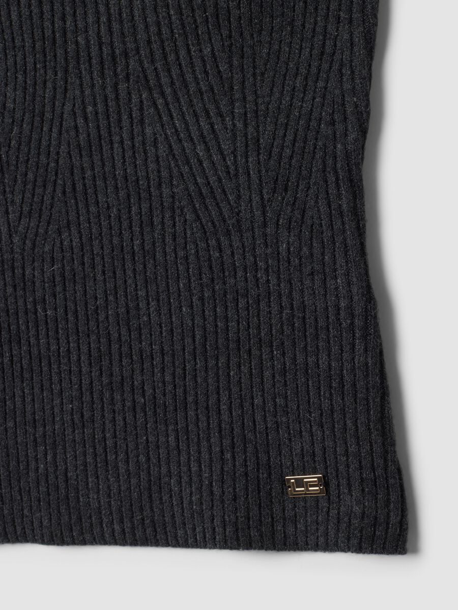 Grey rib-knit bandeau top in wool blend_5