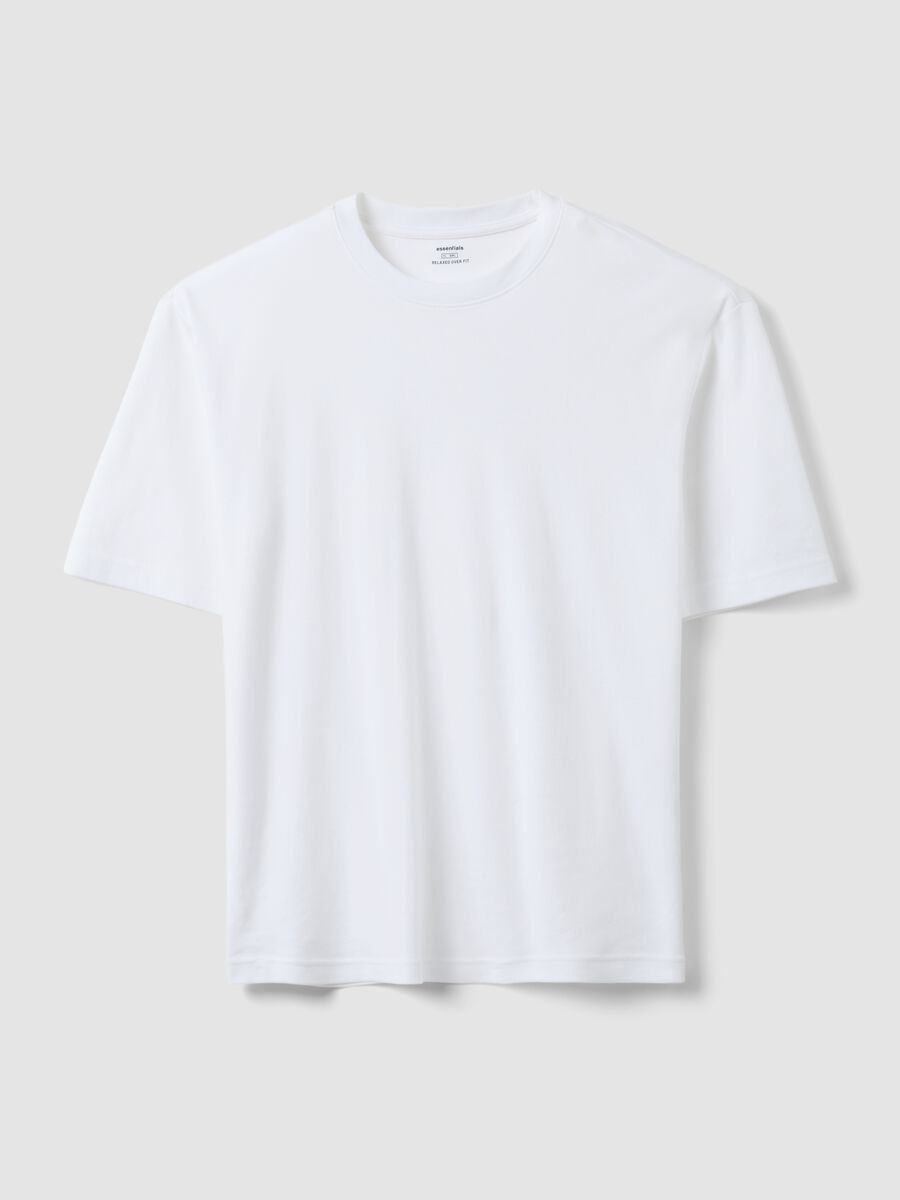 T-shirt a maniche corte in puro cotone bianca relaxed fit_4