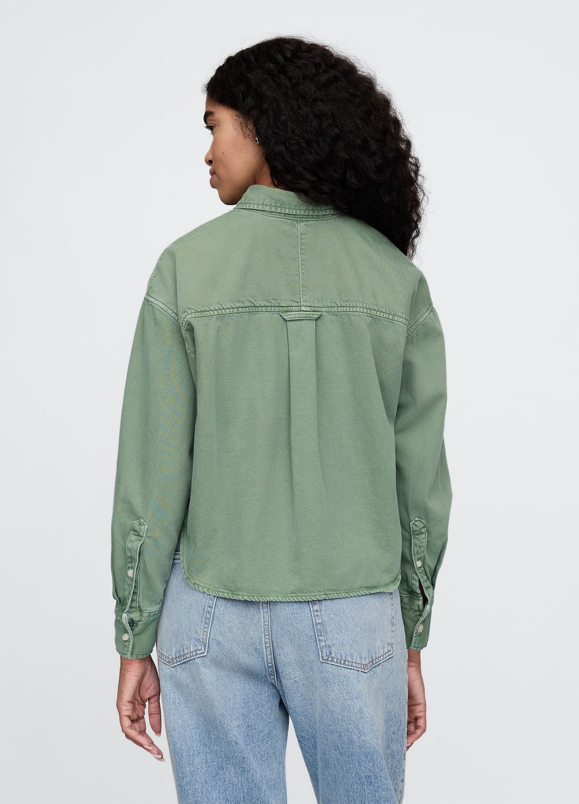 Green cotton cropped shirt