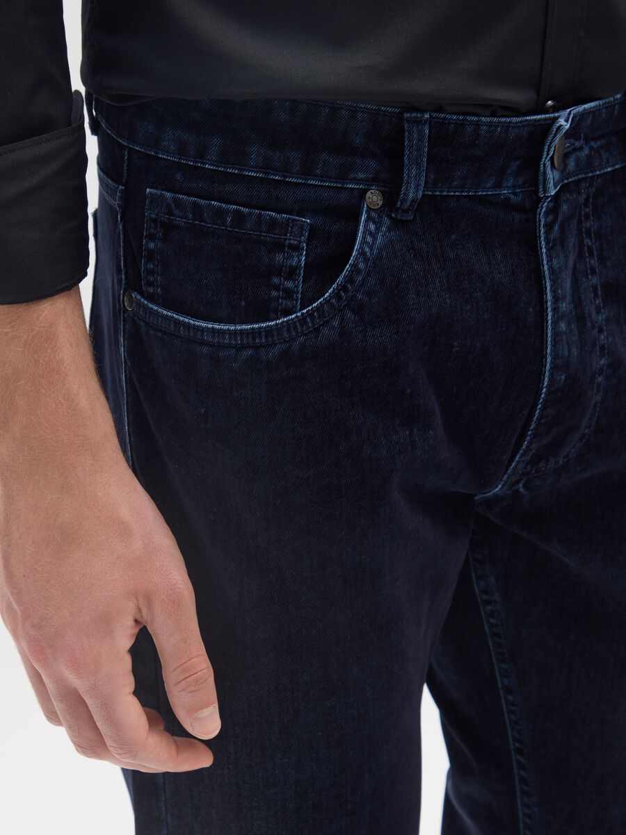 Pure Cotton Blue Denim Trousers Regular Fit_3