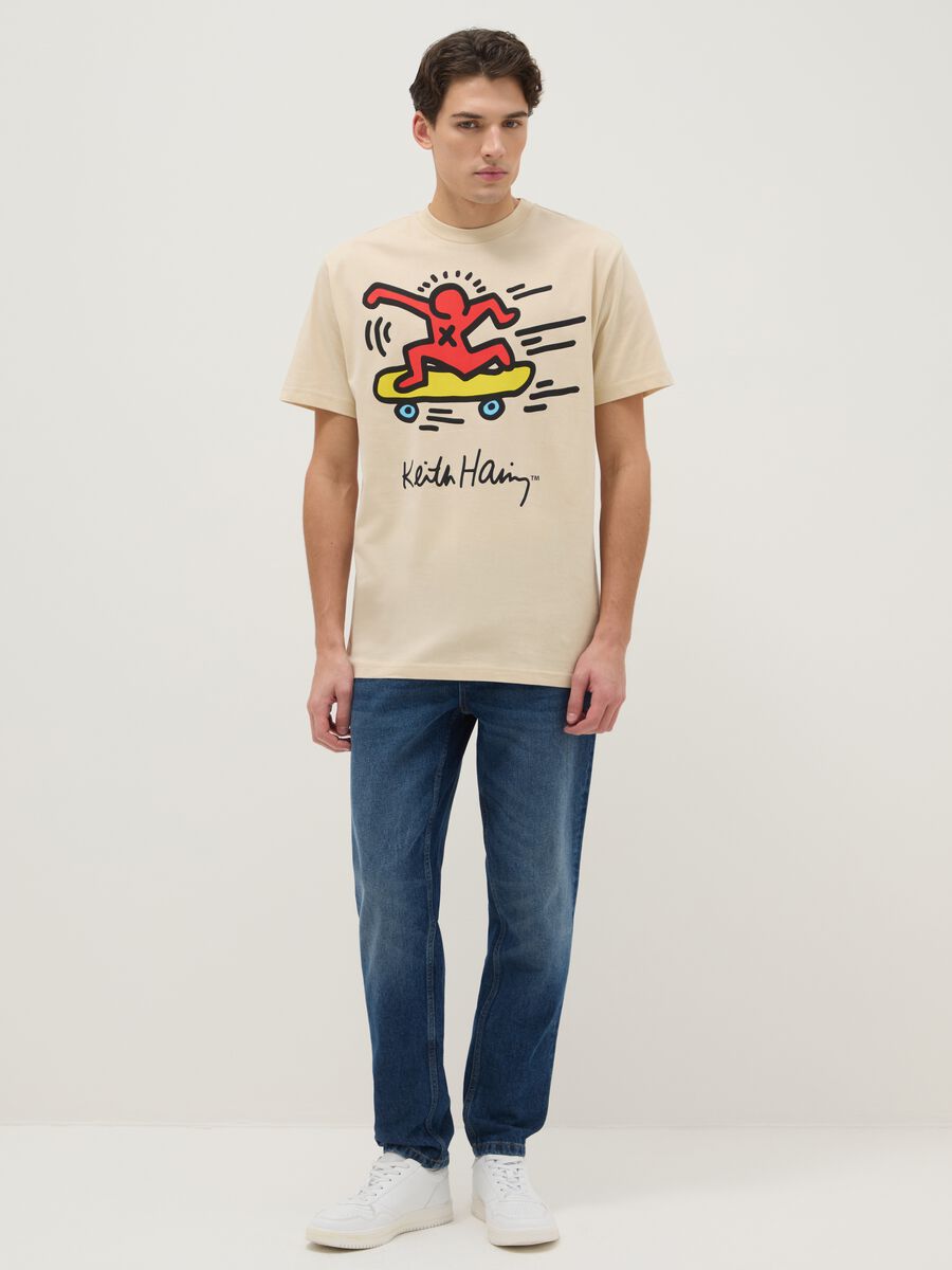 T-shirt in puro cotone beige regular fit con stampa_1