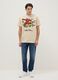 Beige regular fit pure cotton t-shirt with print_1